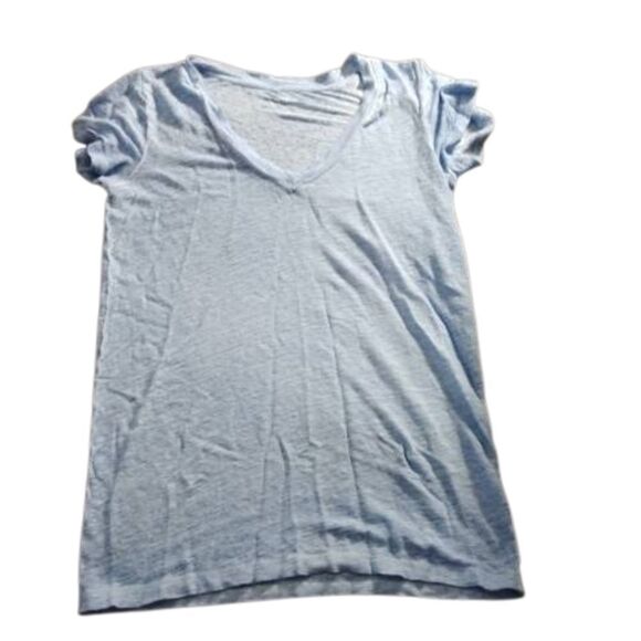 J. Crew Gray Puff Sleeve T-Shirt Relaxed Fit 109% Linen - Picture 1 of 3